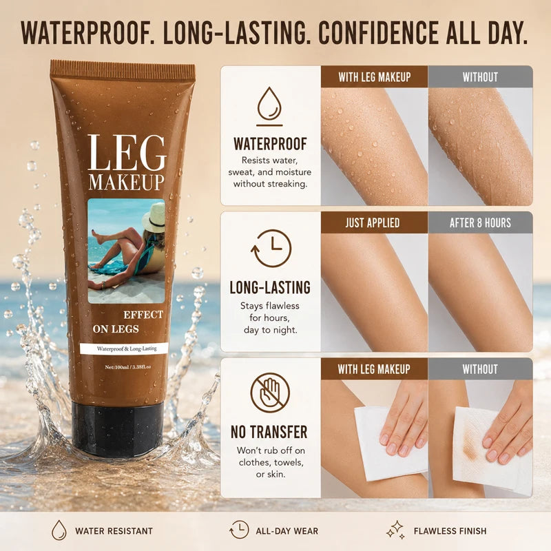LegAura™ Waterproof Body Veil – Full Coverage Leg Concealer Cream for Flawless, Smooth & Naturally Glowing Legs