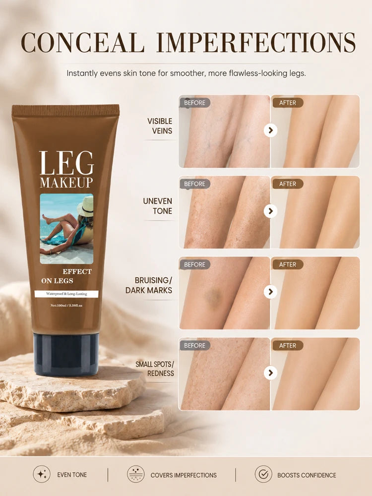LegAura™ Waterproof Body Veil – Full Coverage Leg Concealer Cream for Flawless, Smooth & Naturally Glowing Legs