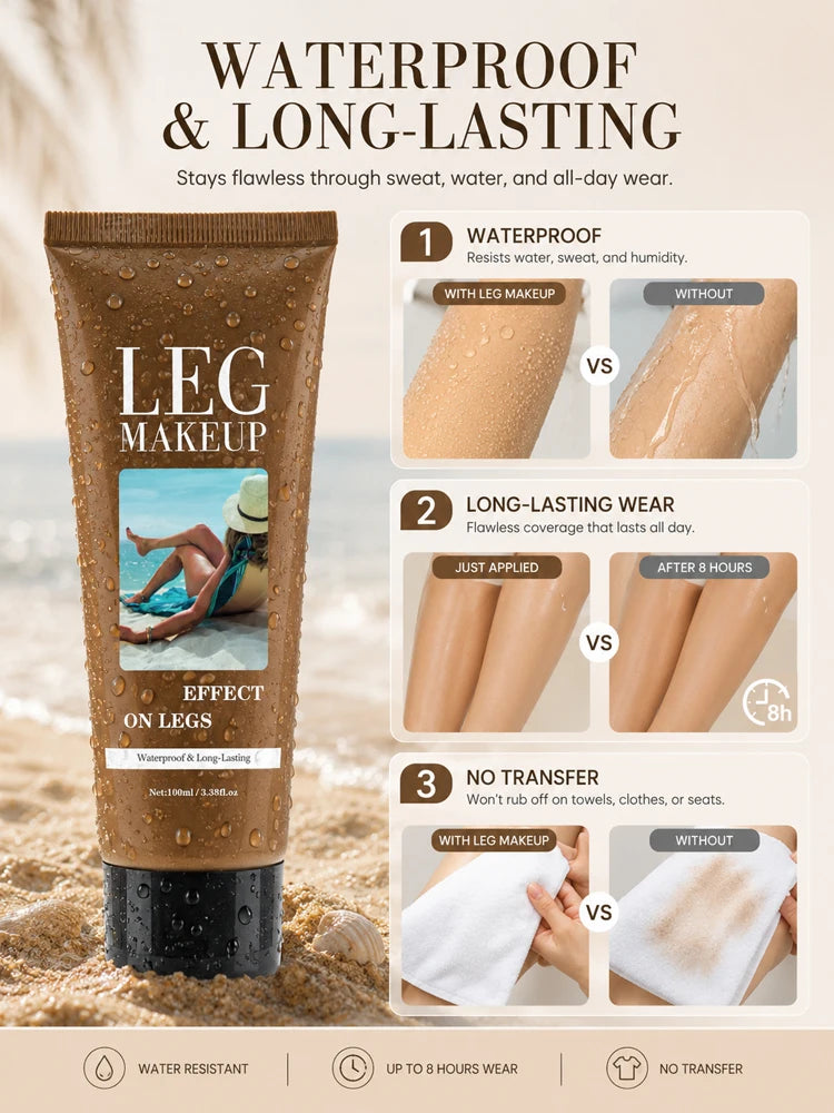 LegAura™ Waterproof Body Veil – Full Coverage Leg Concealer Cream for Flawless, Smooth & Naturally Glowing Legs