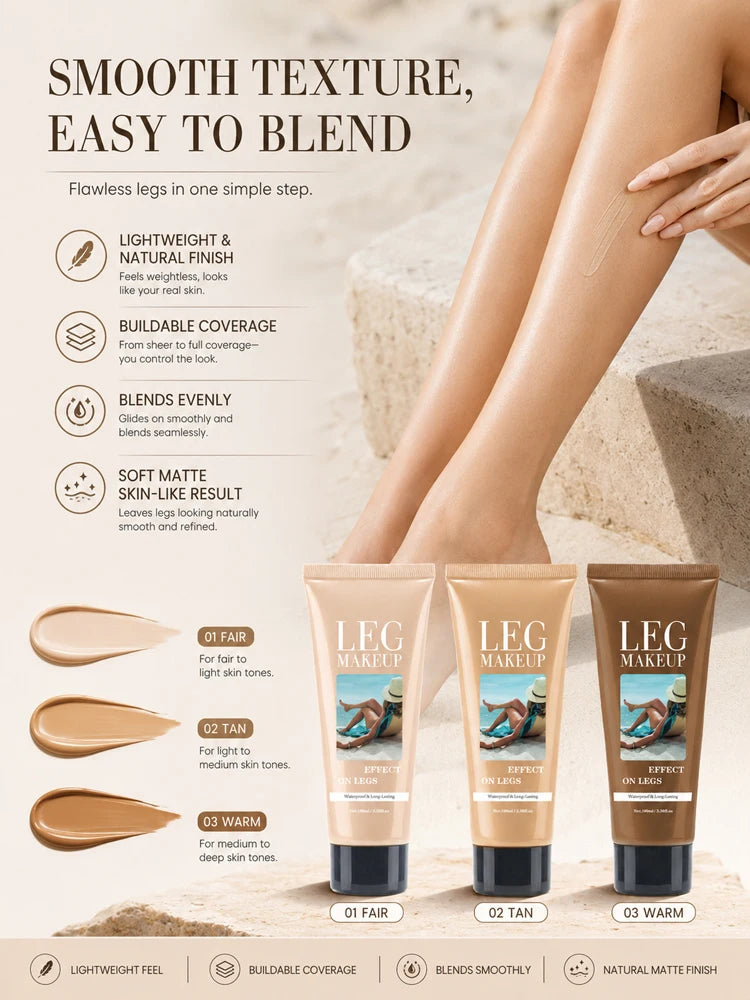 LegAura™ Waterproof Body Veil – Full Coverage Leg Concealer Cream for Flawless, Smooth & Naturally Glowing Legs
