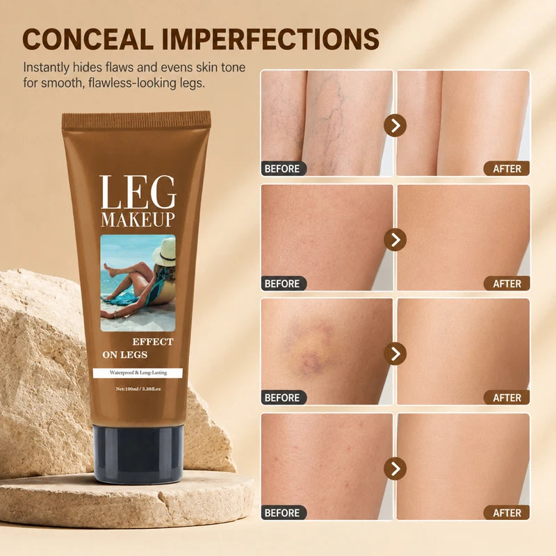 LegAura™ Waterproof Body Veil – Full Coverage Leg Concealer Cream for Flawless, Smooth & Naturally Glowing Legs