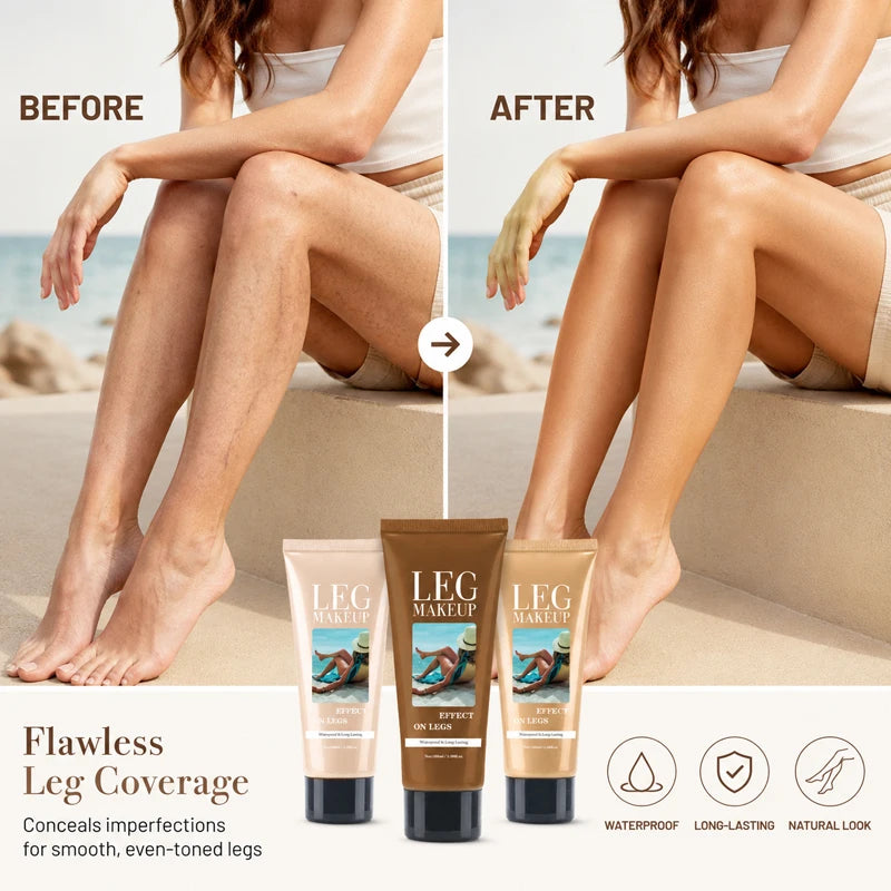 LegAura™ Waterproof Body Veil – Full Coverage Leg Concealer Cream for Flawless, Smooth & Naturally Glowing Legs