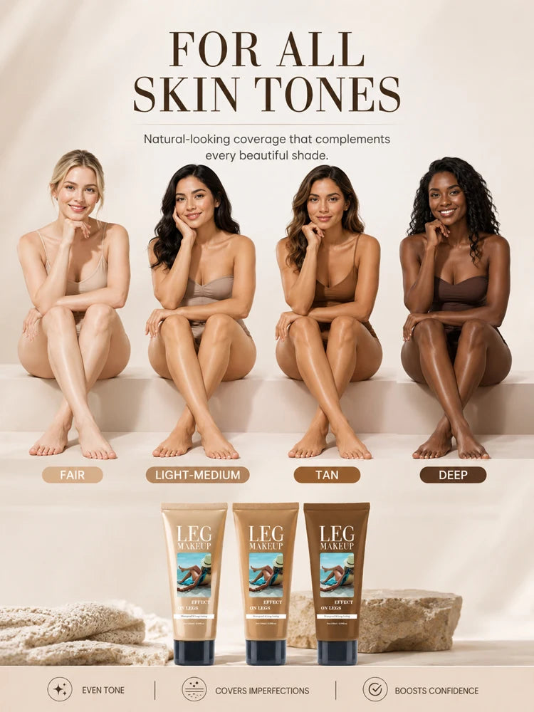 LegAura™ Waterproof Body Veil – Full Coverage Leg Concealer Cream for Flawless, Smooth & Naturally Glowing Legs